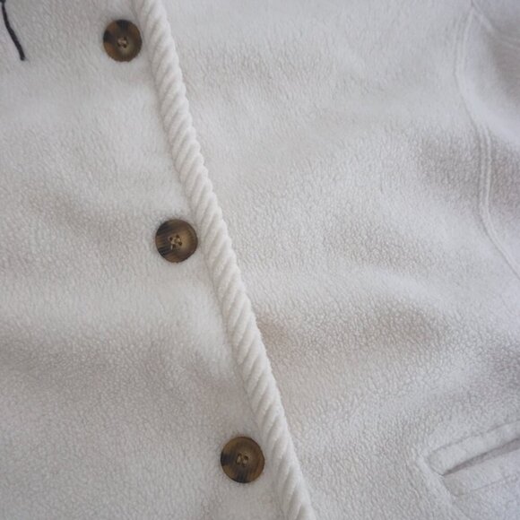 Vintage Club Hollywood Canada Cream Embroidered Fall Fleece Button Up Sweater M - Picture 8 of 11